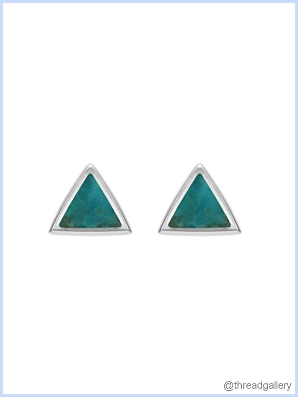 Sterling Silver Triangle Inlay Stud Earrings Hypoallergenic